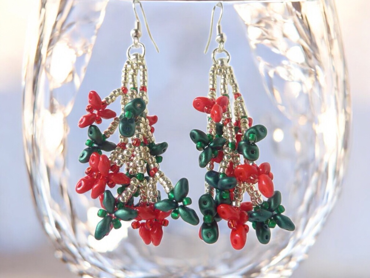 Christmas Coral Earrings