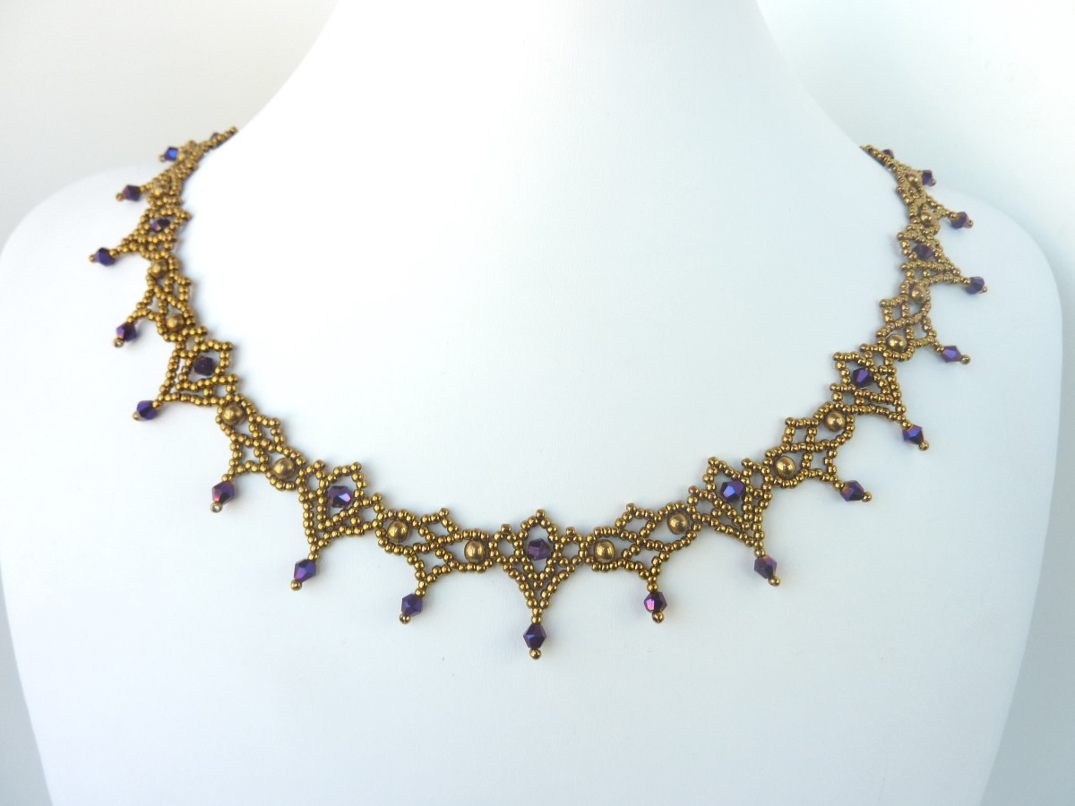 Download FREE beading pattern for necklace Crystal Lace - BeadDiagrams.com