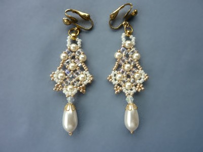 FREE beading pattern for Twin Diamonds necklace and earrings ...