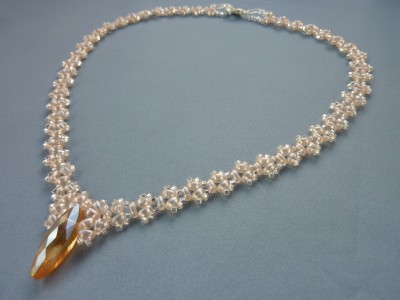FREE beading pattern for necklace Twin Drop - BeadDiagrams.com
